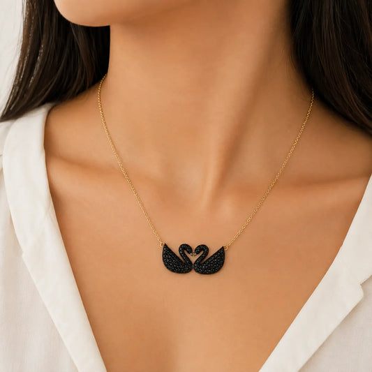 Black Swan Duo Pendant Necklace