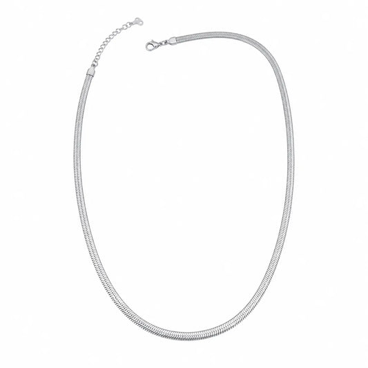 Classic Silver Tone Snake Chain Necklace