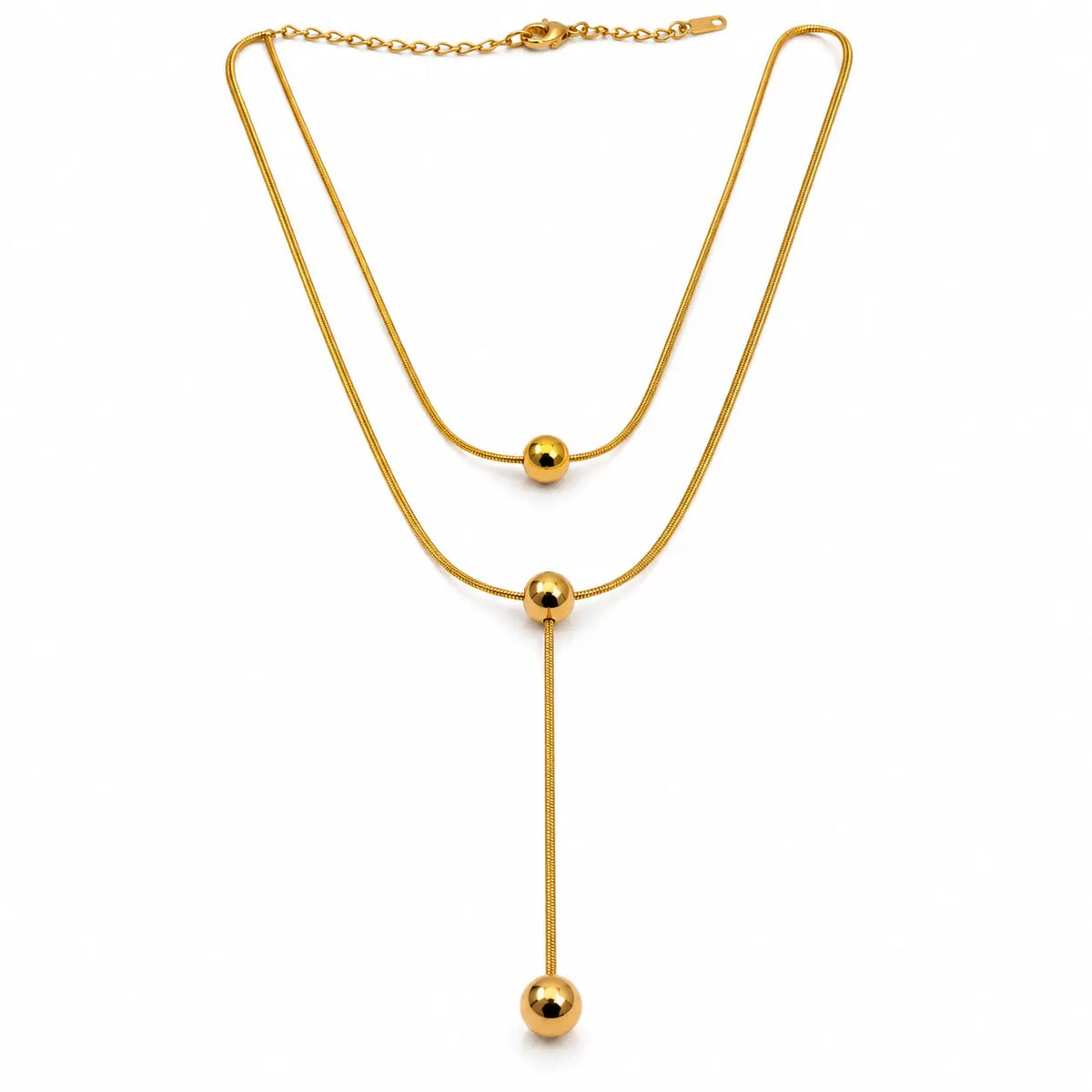 Double Layer Golden Y Drop Necklace
