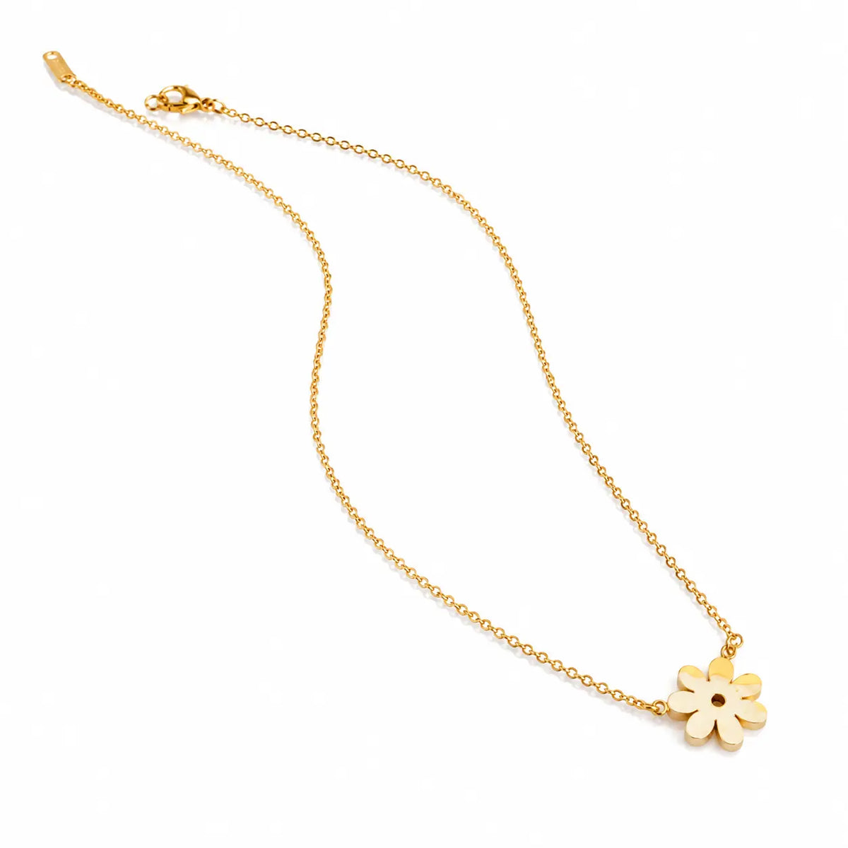 Golden Crystal Flower Pendant Necklace