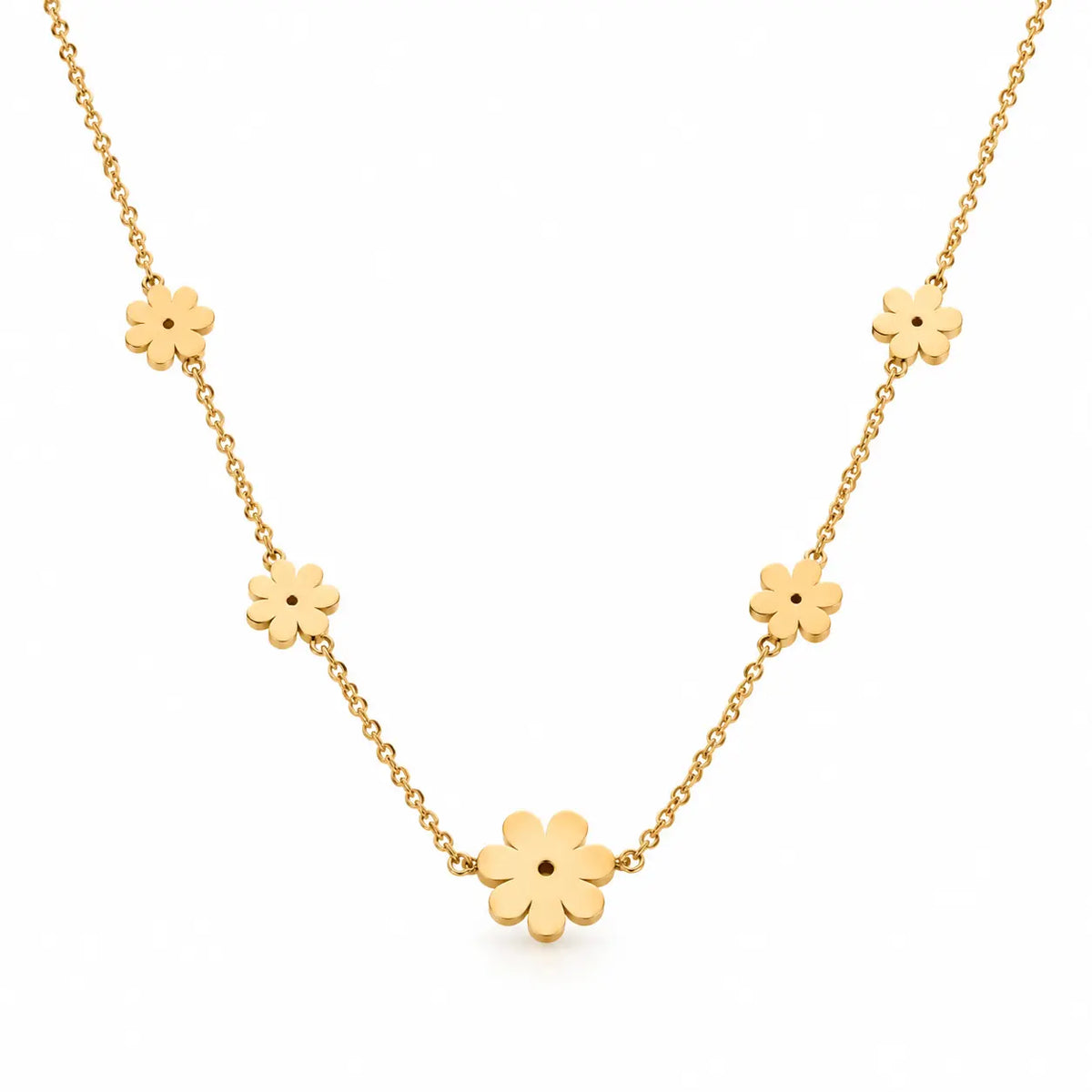 Golden Daisy Flower Charm Necklace