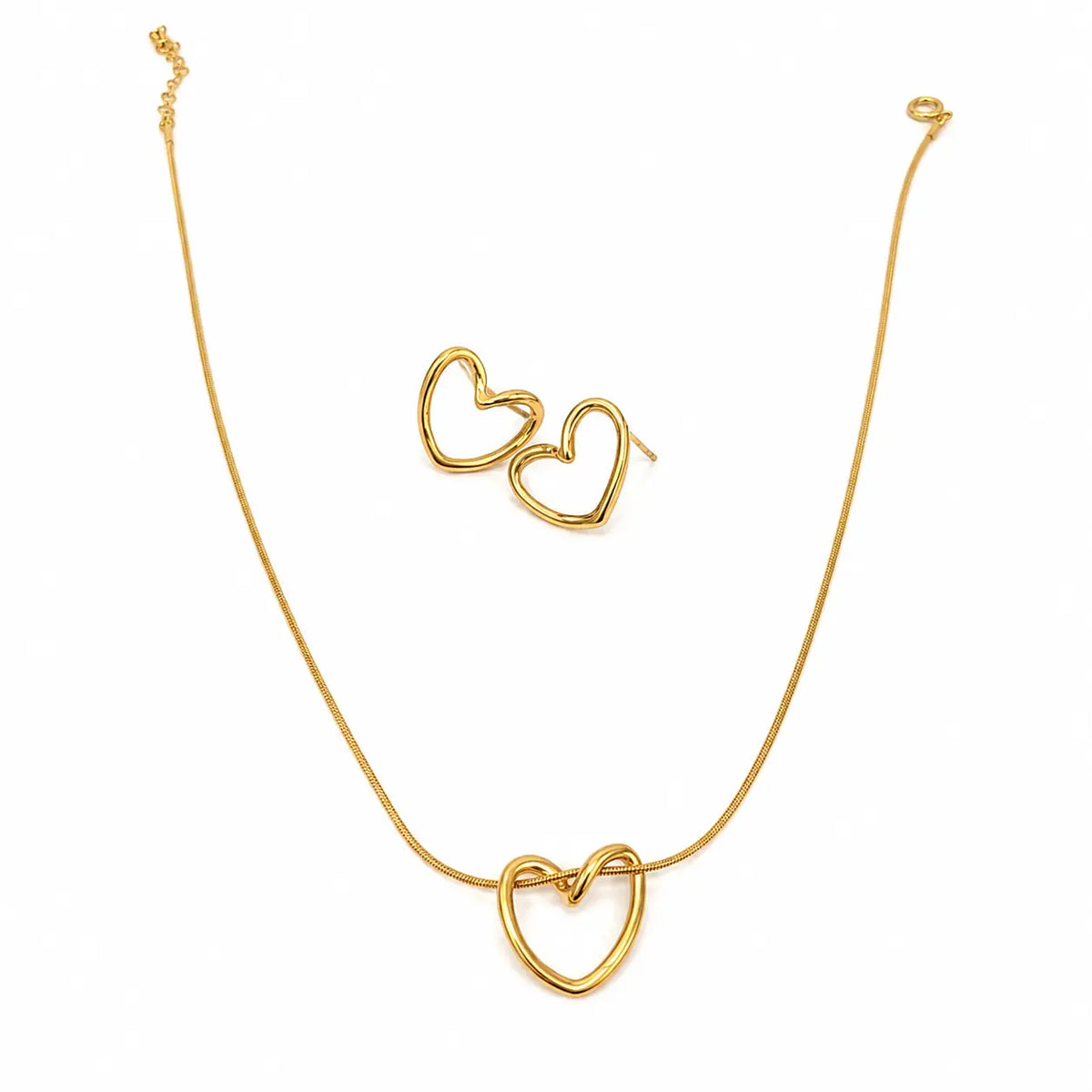 Golden Double Heart Pendant Necklace