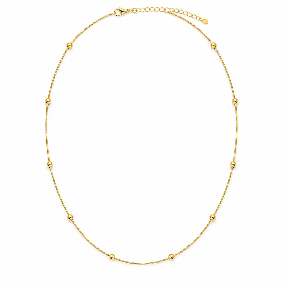 Minimal Golden Beaded Chain Necklace