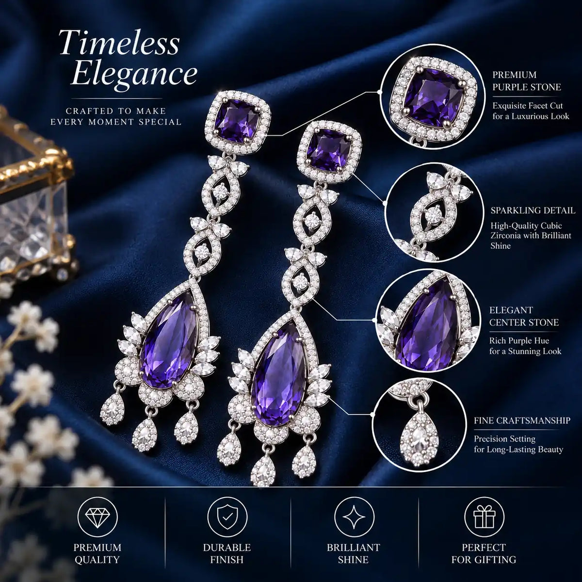 Royal Amethyst 1 Karat Signature Drop Earrings
