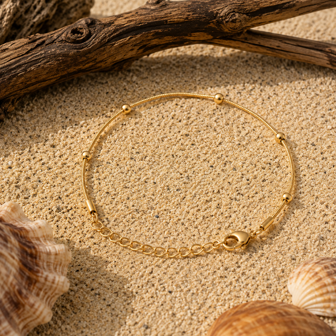 Delicate Golden Station Bead Bracelet