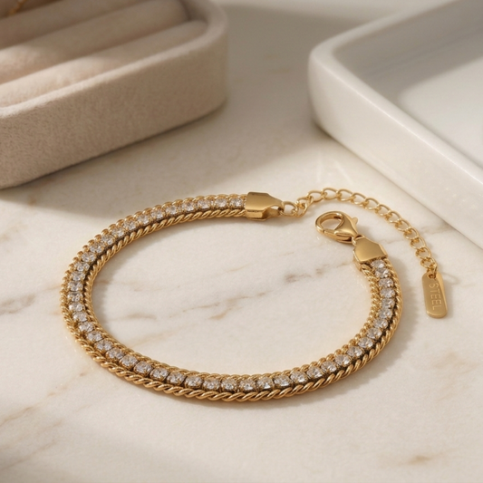 Golden Crystal Rope-Edge Bracelet