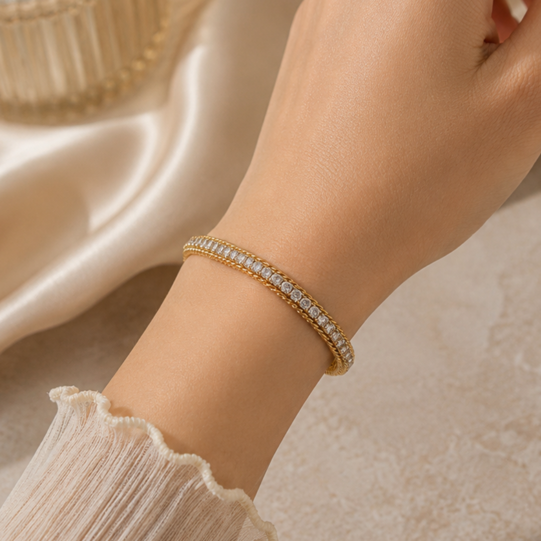 Golden Crystal Rope-Edge Bracelet