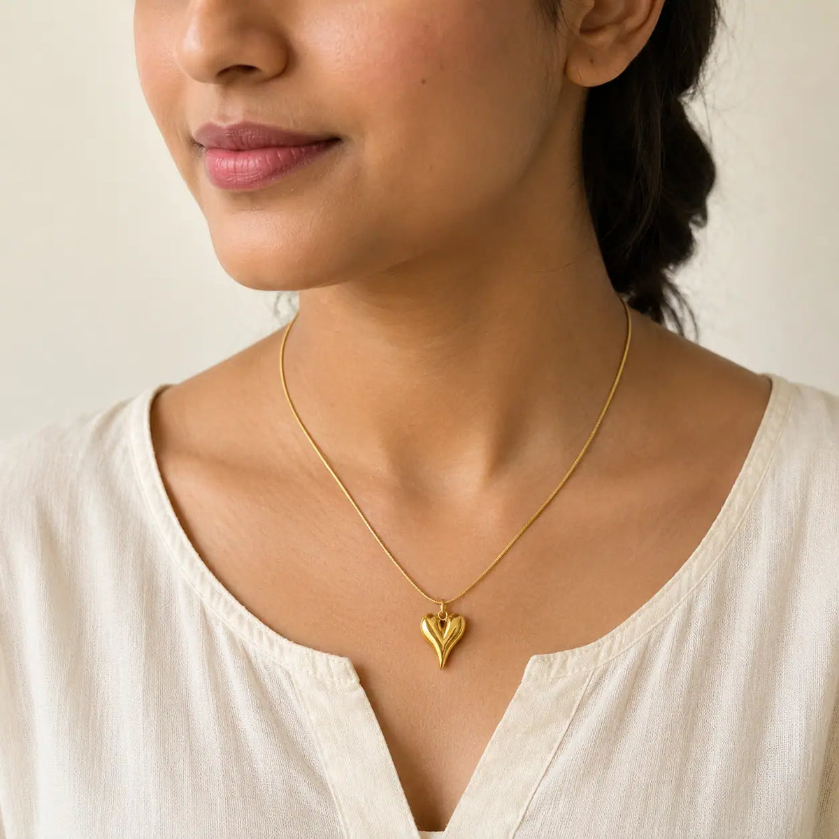 Gold-Tone Heart Pendant Necklace