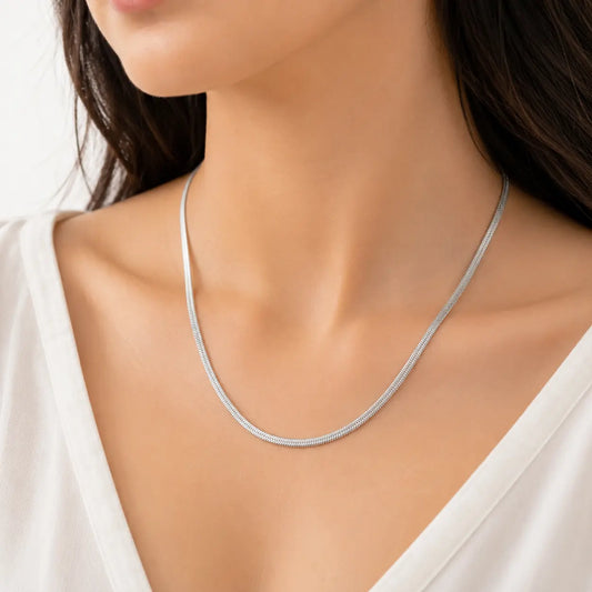 Classic Silver Tone Snake Chain Necklace