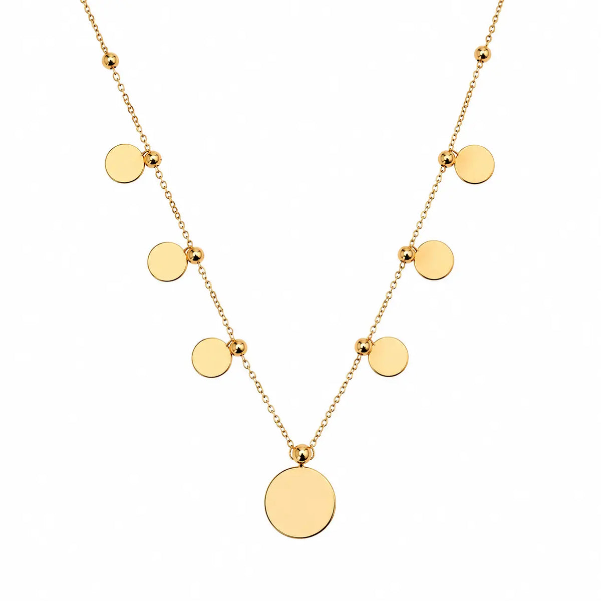 Golden Disc Cascade Pendant Necklace