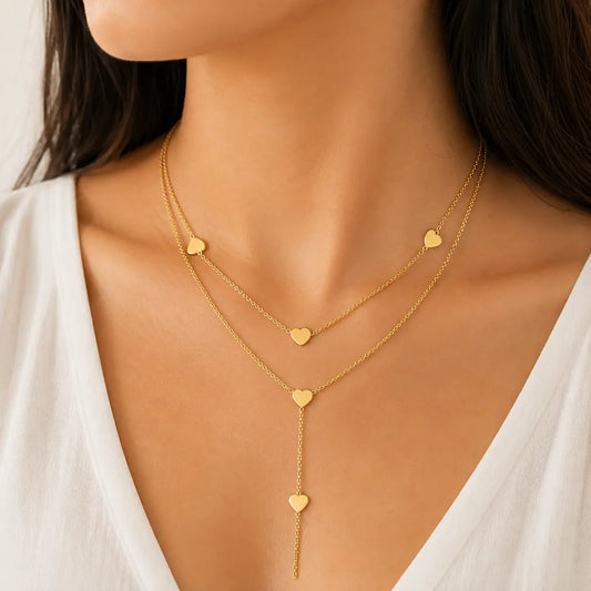 Layered Golden Lucky Charm Y Necklace