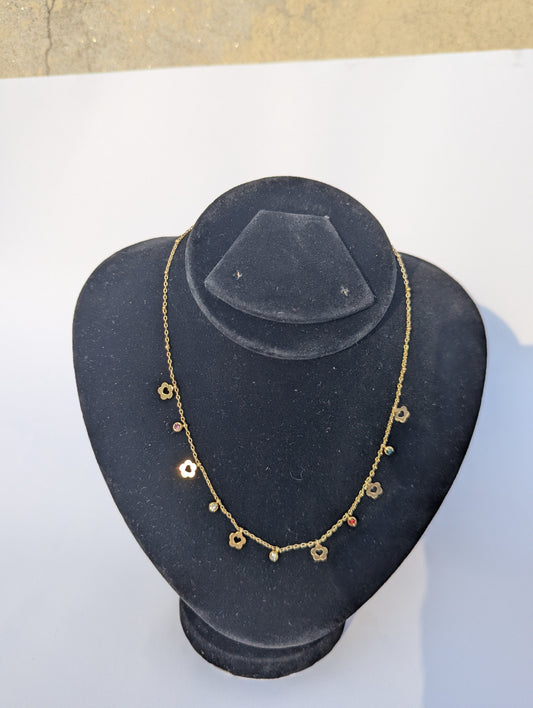 Golden Evil Eye Charm Necklace in gold tone
