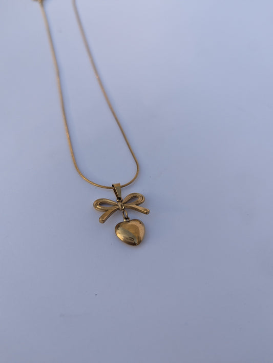 Golden Palm Tree Pendant Necklace in gold tone
