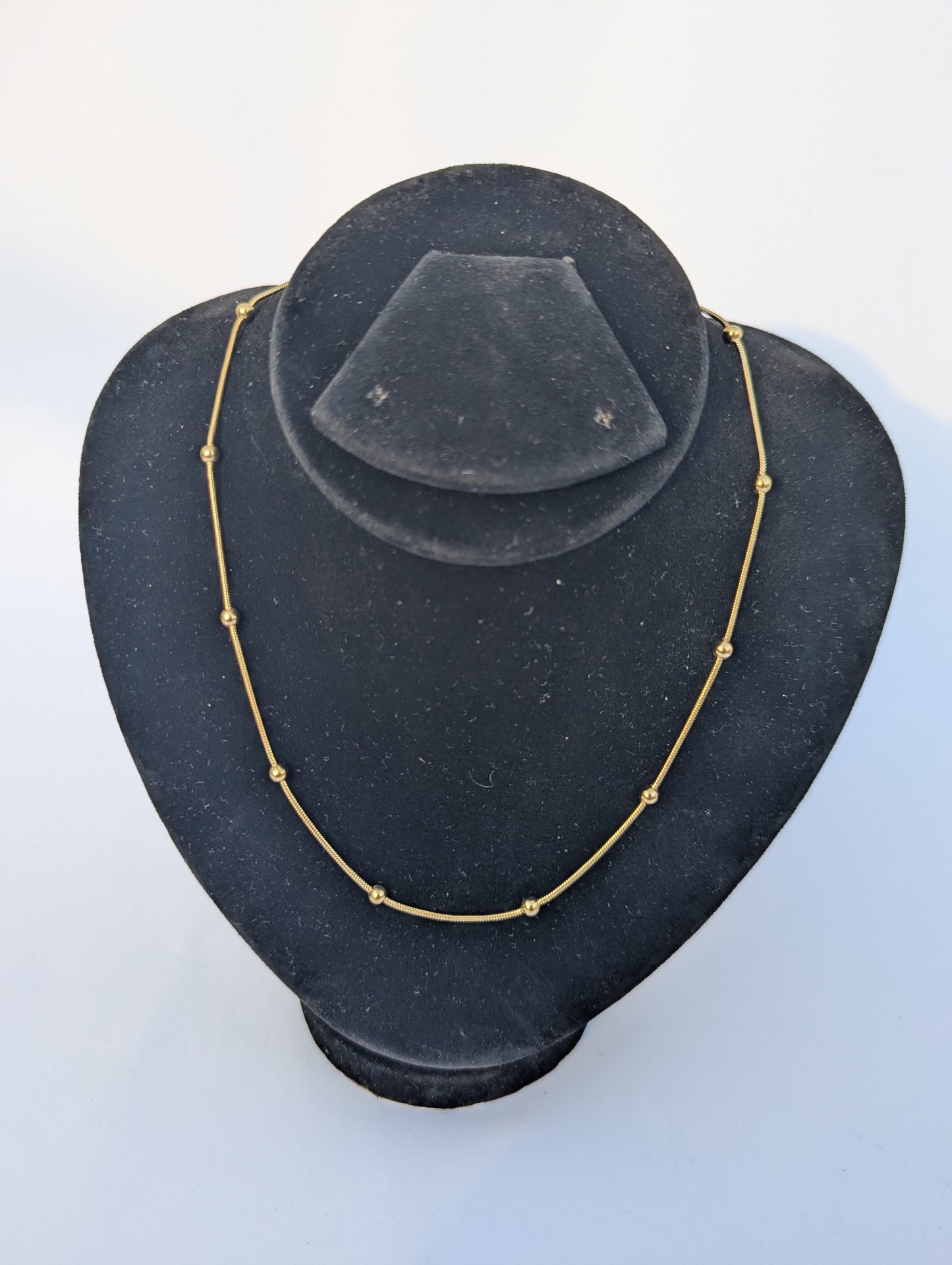 Minimal Golden Beaded Chain Necklace in gold tone